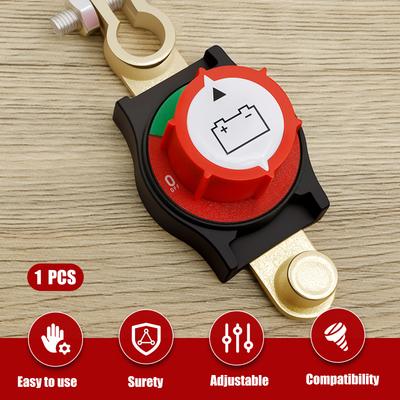 12-48V Top Post Battery Disconnect Switch Safe Car Battery Cut Shut ON Off Kill Switch for 15 To 17 Mm Cathode Battery Terminals