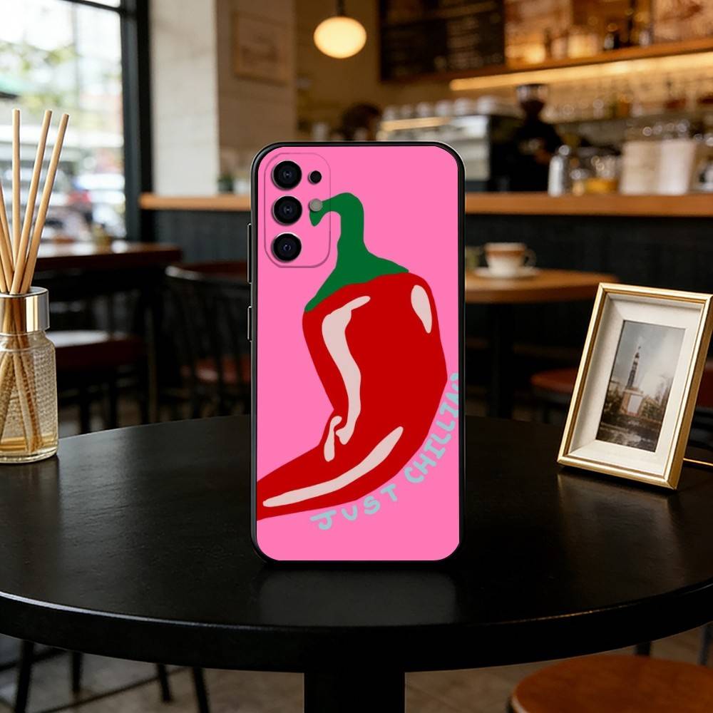 

Chili pepper illustration Phone Case For Samsung S25,S24,S21,S22,S23,S30,Ultra,S20,Plus,Fe,Soft Silicone Black Cover Samsung S21fe