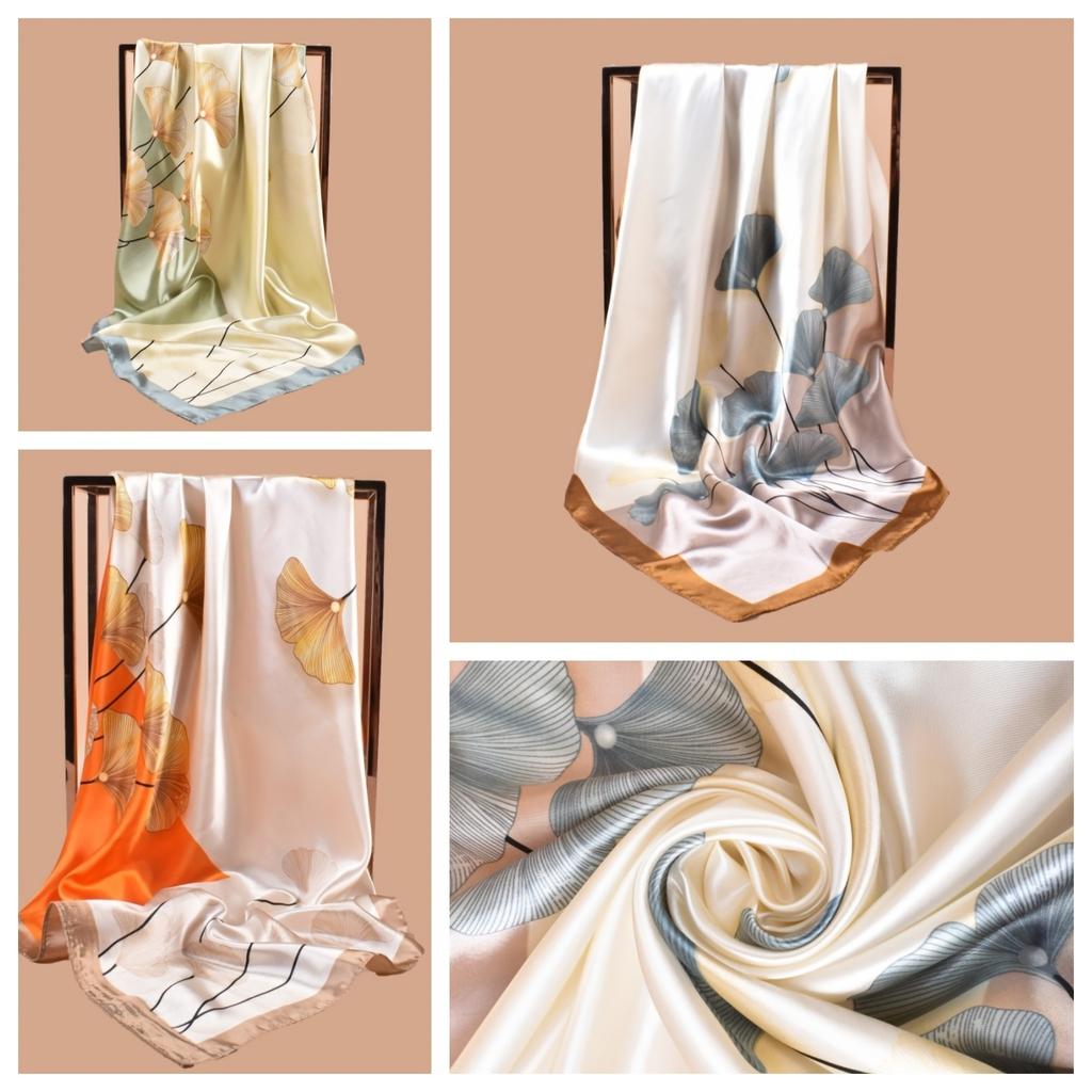 Ginkgo Leaf Printed Outer Layer Sun Protection Scarf with Head Decoration