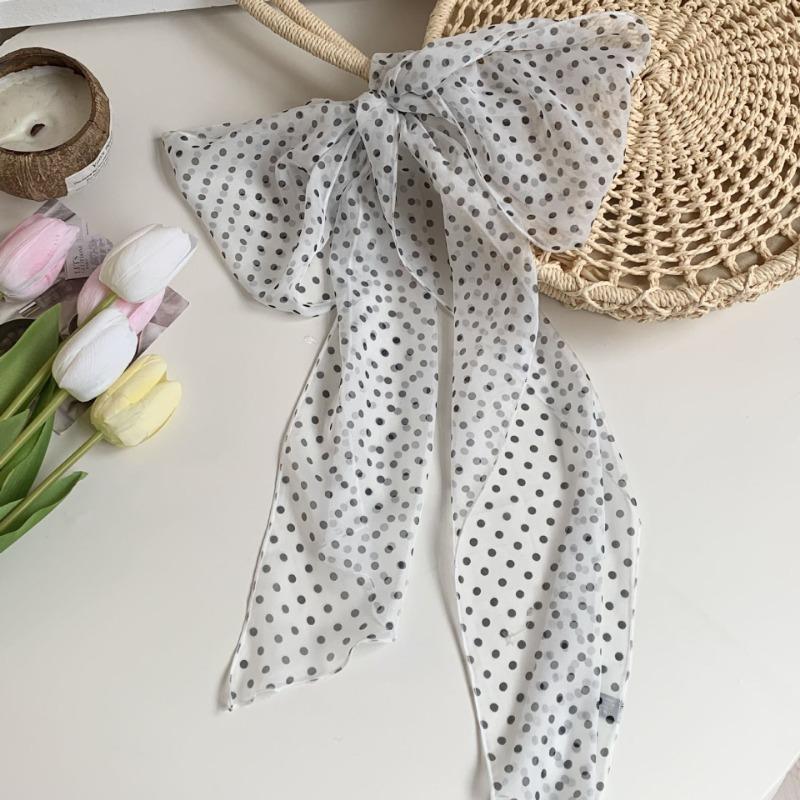 New silk scarf premium printing loose multi-purpose simple polka dot headband leopard print sweet cool streamer