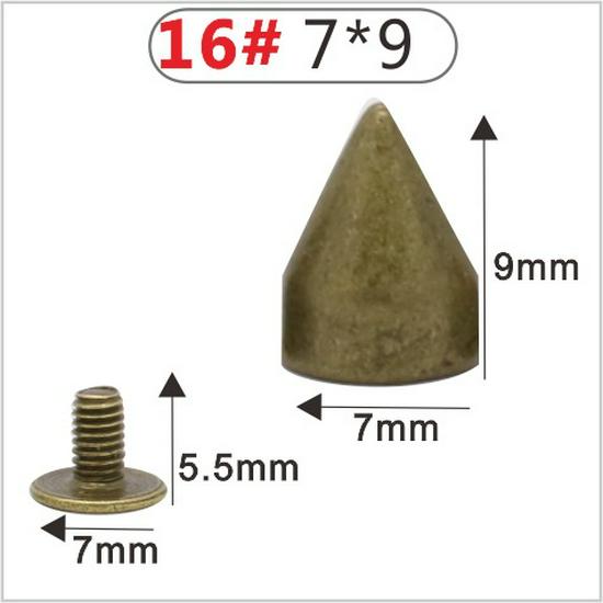 Punk Spike Alloy Bullet Rivet Horn Cone with Base Screw for Apparel, Bags, Shoes