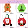 Bolsa Tote de Feltro Natalina Fofa em Formato de Homem-Gengibre, Árvore de Natal e Papai Noel Para Presentes de Feriado