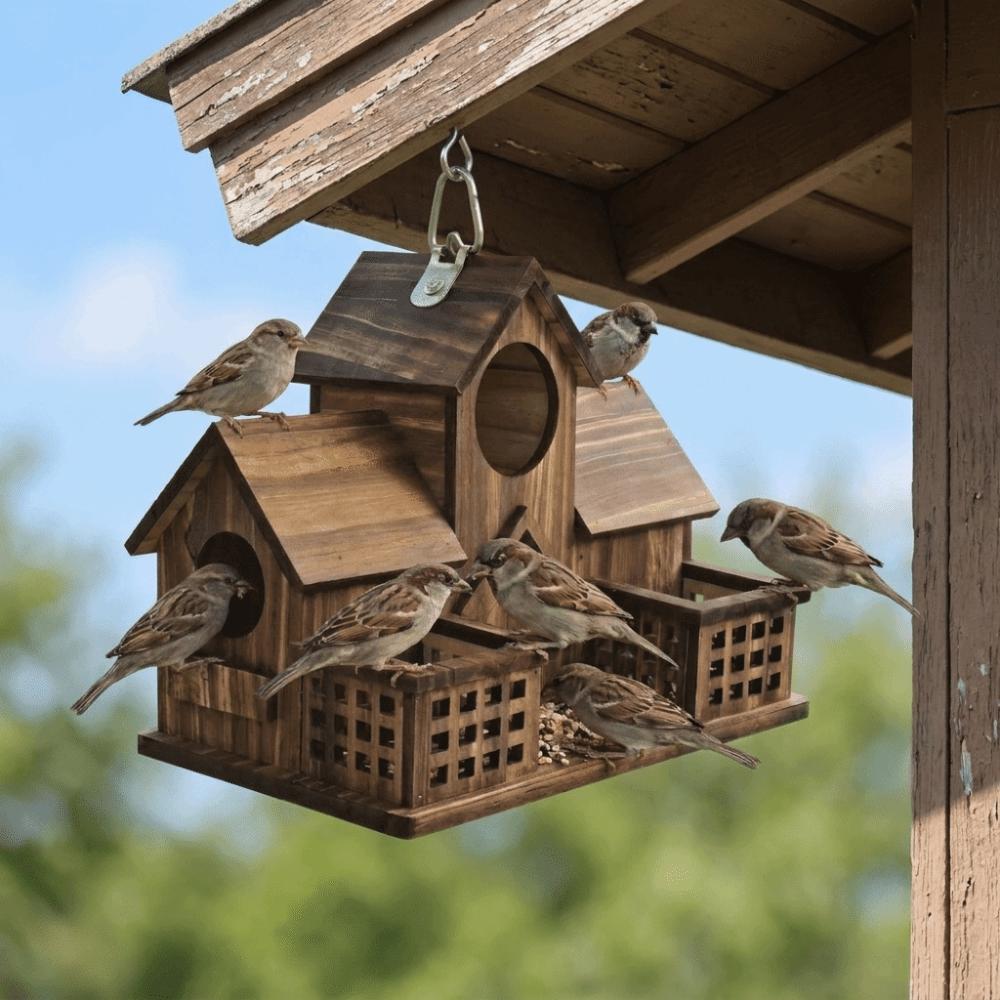 Waterproof Bird Feeding Birdhouse Hanging Bird Nesting Box Outdoor Birdhouse  Wild Birds Habitat