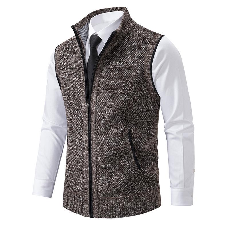 Herren Ärmellose Warmweste mit Stehkragen und Fleece-Futter - Herbst/Winter Jugendmode Gilet