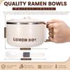 Lidded Handle Ramen Bowl with Stainless Steel Inner Container Microwave Safe Lunch Box for Instant Noodles Cooking Device