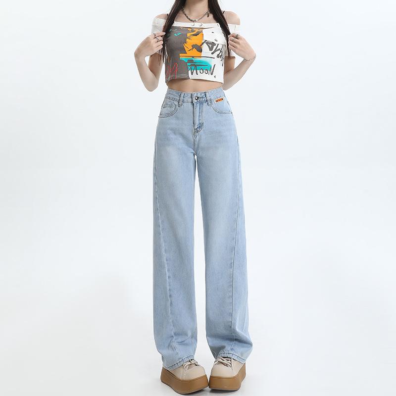 Korean High-Waist Slim Straight Jeans for Women - Spring/Summer 2025 Collection