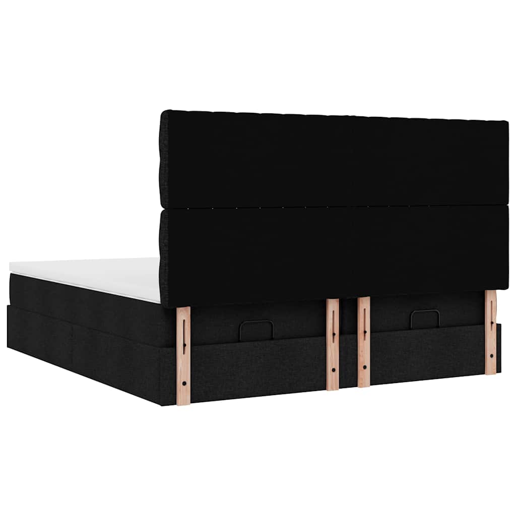 Ottoman Bed with Mattresses Black 200x200 cm Fabric