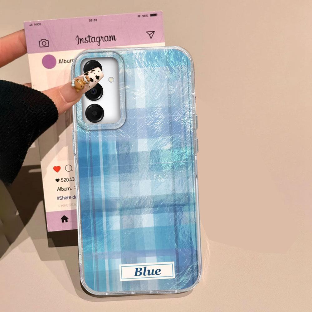 Pink Splicing Grid Pattern Phone Case for Samsung Galaxy A16 A55 A07 A17 A56 A36 A26 A53 A06 A14 A24 A34 A54 A15 A12 A22 Cover