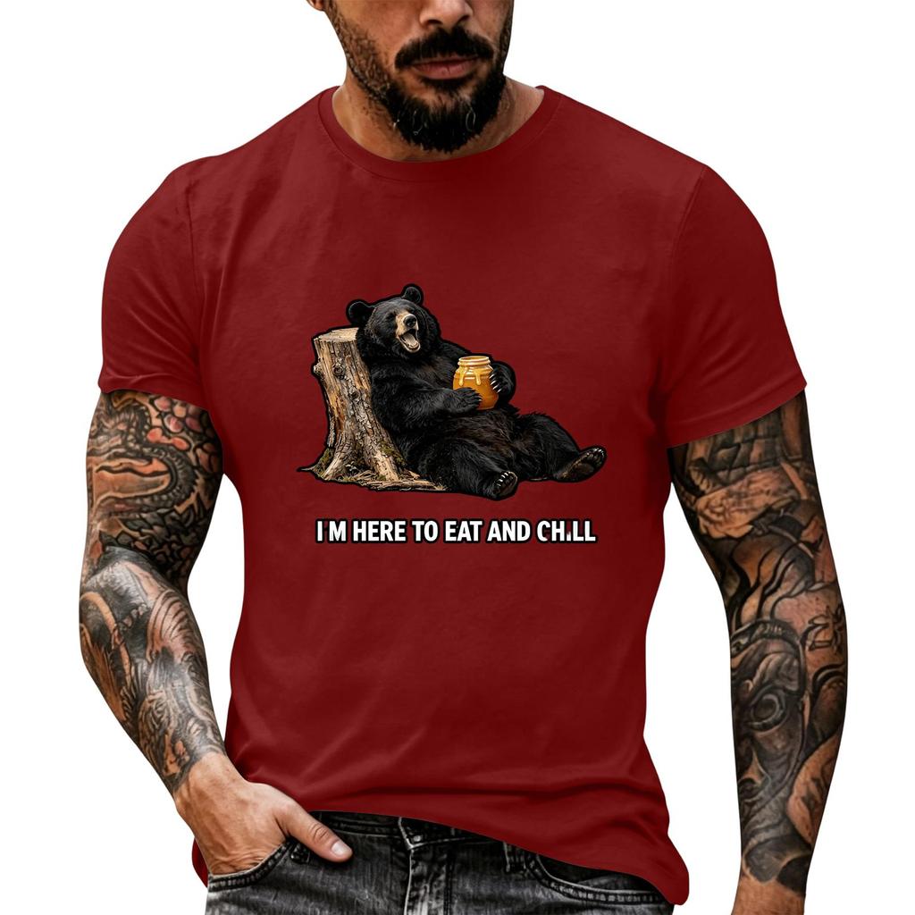 Herren Lustiger Tier-Spruch Print Vintage T-Shirt, Locker Atmungsaktiv Sommer Freizeit Oberteil