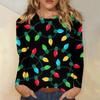 Women's Fashion Casual Christmas Print Round Neck Long Sleeve Decorative T-Shirt Top