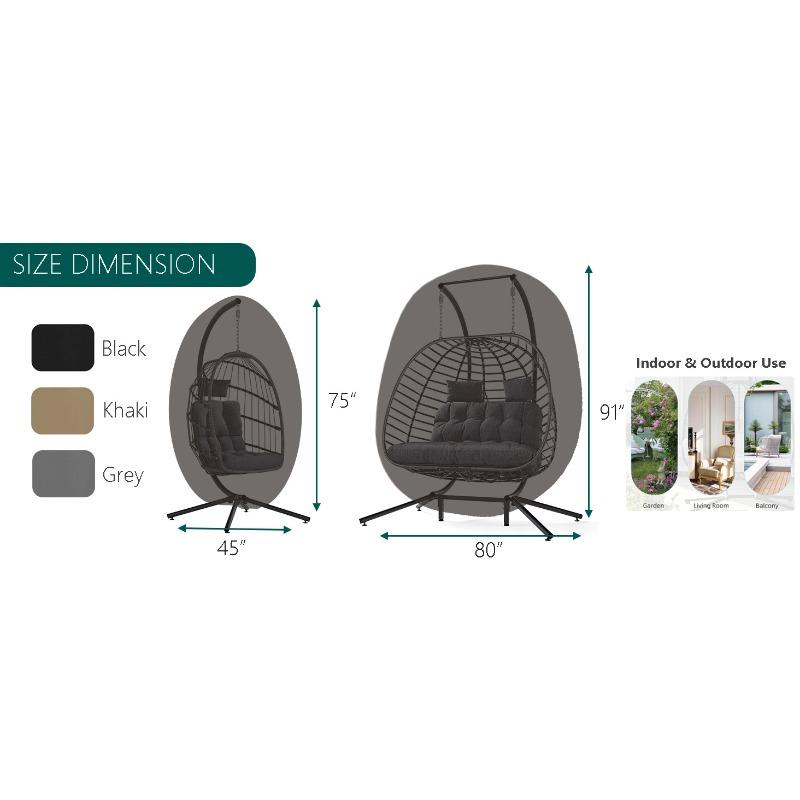 Thickened Oxford Cloth Outdoor Hanging Basket Chair Cover, Courtyard Furniture, Waterproof, Sunscreen, Dustproof Swing Chair Cover