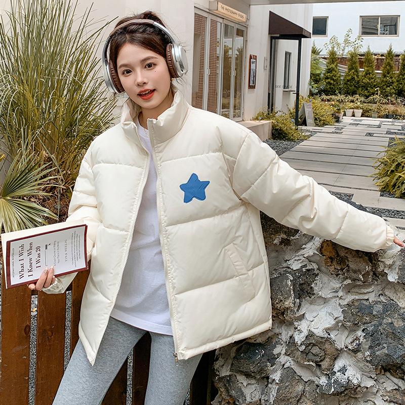 Winter down cotton clothes short new small bread clothes thickened loose color matching stand-up collar jacket