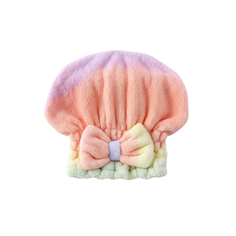 Pack of 2 Super Soft Corals Fleece Bath Cap Rainbow Gradients Fast Drying Elastic Hair Towel Wrap Turban for Women
