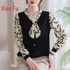 Middle-Aged Women's Slimming Long-Sleeve Blouse
