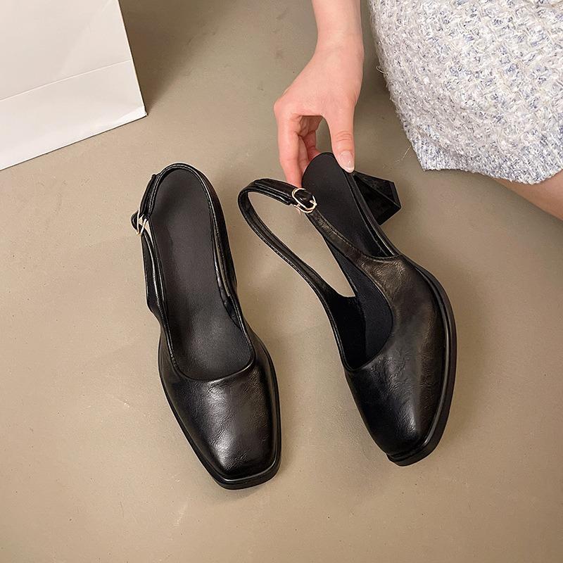 Large size women's shoes to 4 high heels thick heel bag head sandals women's new shoes summer wide fat feet single shoes