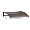 Front Door Canopy Outdoor Awning Aluminium Rigid Plastic Polycarbonate Rain Shelter UV Water Rain Resistant 120 X 75cm Brown