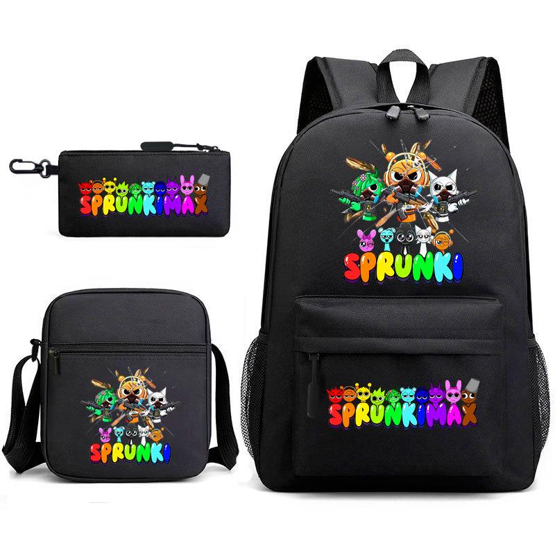 Rhythm box game merchandise student bag sprunki cartoon starry sky backpack leisure bag 3-piece set D