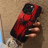 Trendy Retro Black Red Spider Pattern Phone Case for iPhone 16e Pro Max 15 14 13 12 11 Fashionable Phone Shock Absorber Cover
