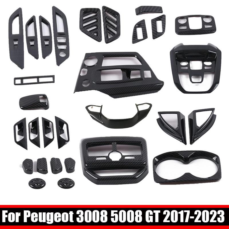 For Peugeot 3008 5008 GT 2017-   ABS Window Lift Switch gear water cup Panel air condition outlet Cover interior Accessories