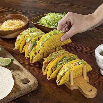 1/2 Stück Holz Taco Halter Ständer für 8 Tacos Burritos Taco Shell Halter