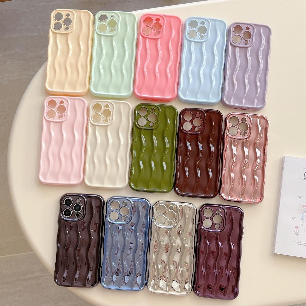 Electroplated 3D Water Ripple Pattern Phone Case for IPhone 17 16 15 14 13 Pro Max Shockproof Soft TPU Back Cover