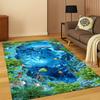 3D Illusion Underwater World Marine Life Shark Dolphin Cartoon Carpet Rug for Bedroom Living Room Sofa Doormat Kids Non-slip