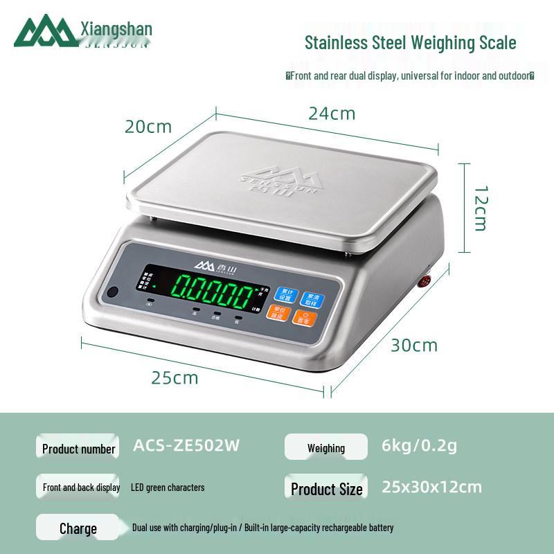 Xiangshan 304 Stainless Steel IP67 Waterproof Precision Kitchen Scale, 0.1g Accuracy for Baking & Food Weighing.
