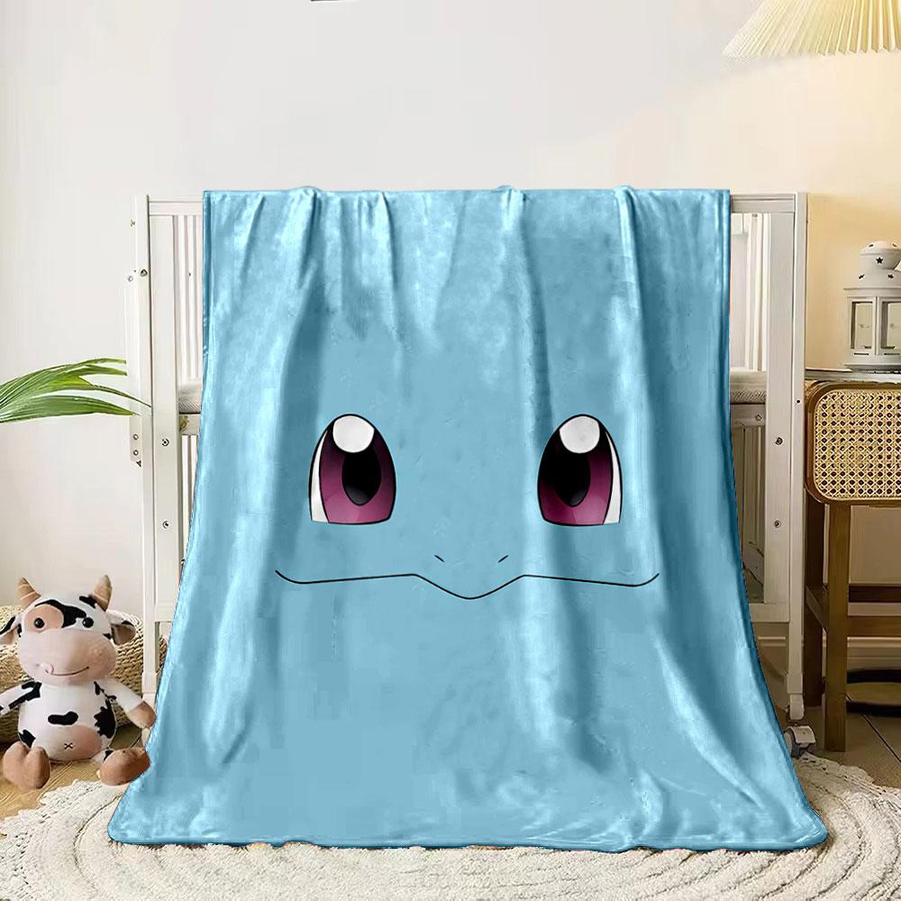 Minimalistic cartoon face with big purple eyes on a light blue background. for all seasons blanket lunch break throw gift 80cm x 120cm