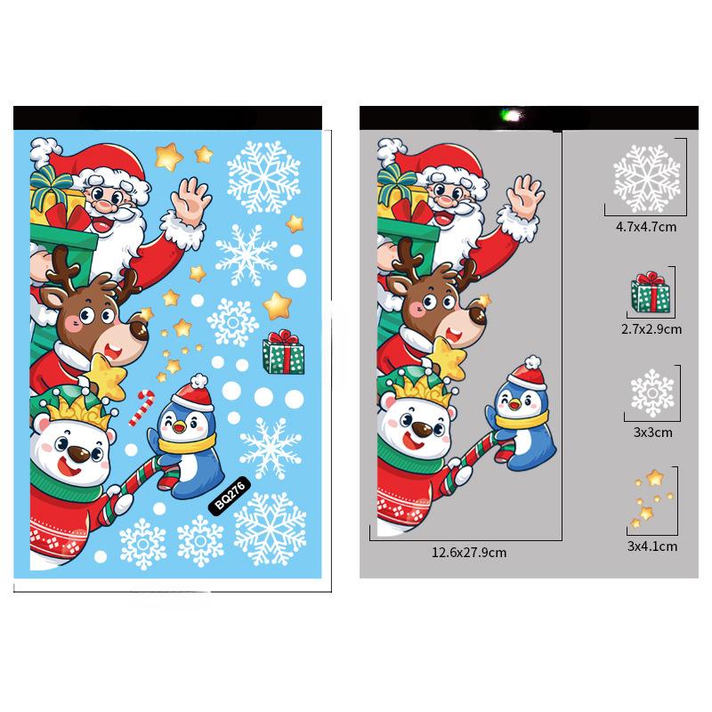 Vánoční dekorace Samolepky na okno Cartoon Elk Santa Claus Sněhulák Vánoční zrcadlové samolepky Veselé Vánoce Samolepka Nový rok