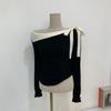 C S In The Room Bow Tie Boat neCk Long Sleeve Knit 2Color