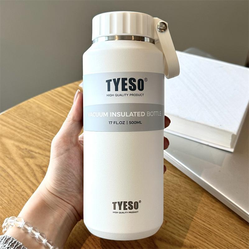 TYESO 500/710ml Sports Thermos Cup Double Wall Vacuum Flask Stainless Steel Thermal Mug with Handle Portable Outdoor Travel Cups