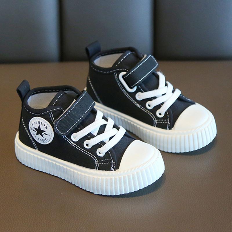 Kids High Top Canvas Shoes Spring Autumn Boys Girls Non Slip Soft Sole Casual Sneakers Baby Flat Shoes