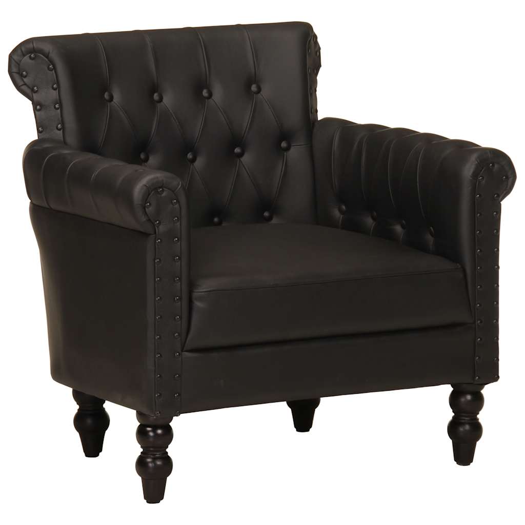 Armchair In Black Genuine Goat Leather