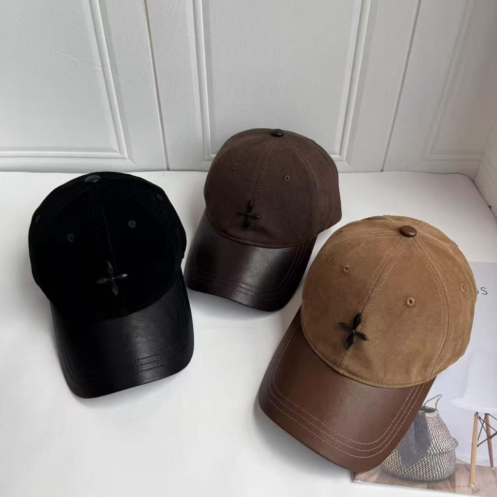 New soft top polished cotton baseball cap for women, simple and fashionable peaked cap, small face, solid color hat for men