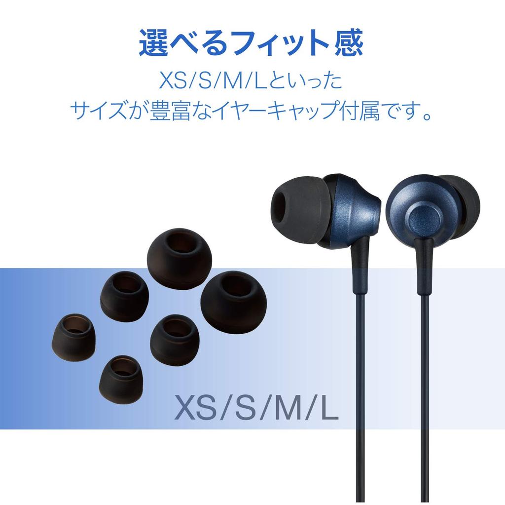 ELECOM Fast Music LFS12C Stereo Earphones, In-Ear Type, Lightning with Microphone, 10.0mm Diameter, Heavy-Duty Cable, Blue, EHP-LFS12CMBU, 1.2m
