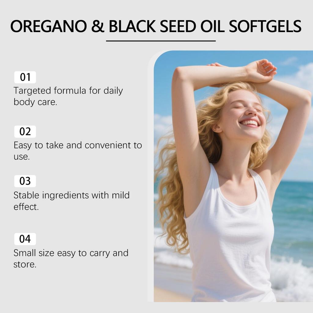 Oregano & Schwarzkümmelöl Weichkapseln (60 zählen) – Darm- & Immununterstützung