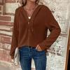 Autumn Solid Color Hooded Button Loose Long Sleeve Sweatshirt