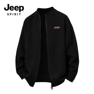 JEEP SPIRIT Men's Winter Stand-Collar Knit Cardigan
