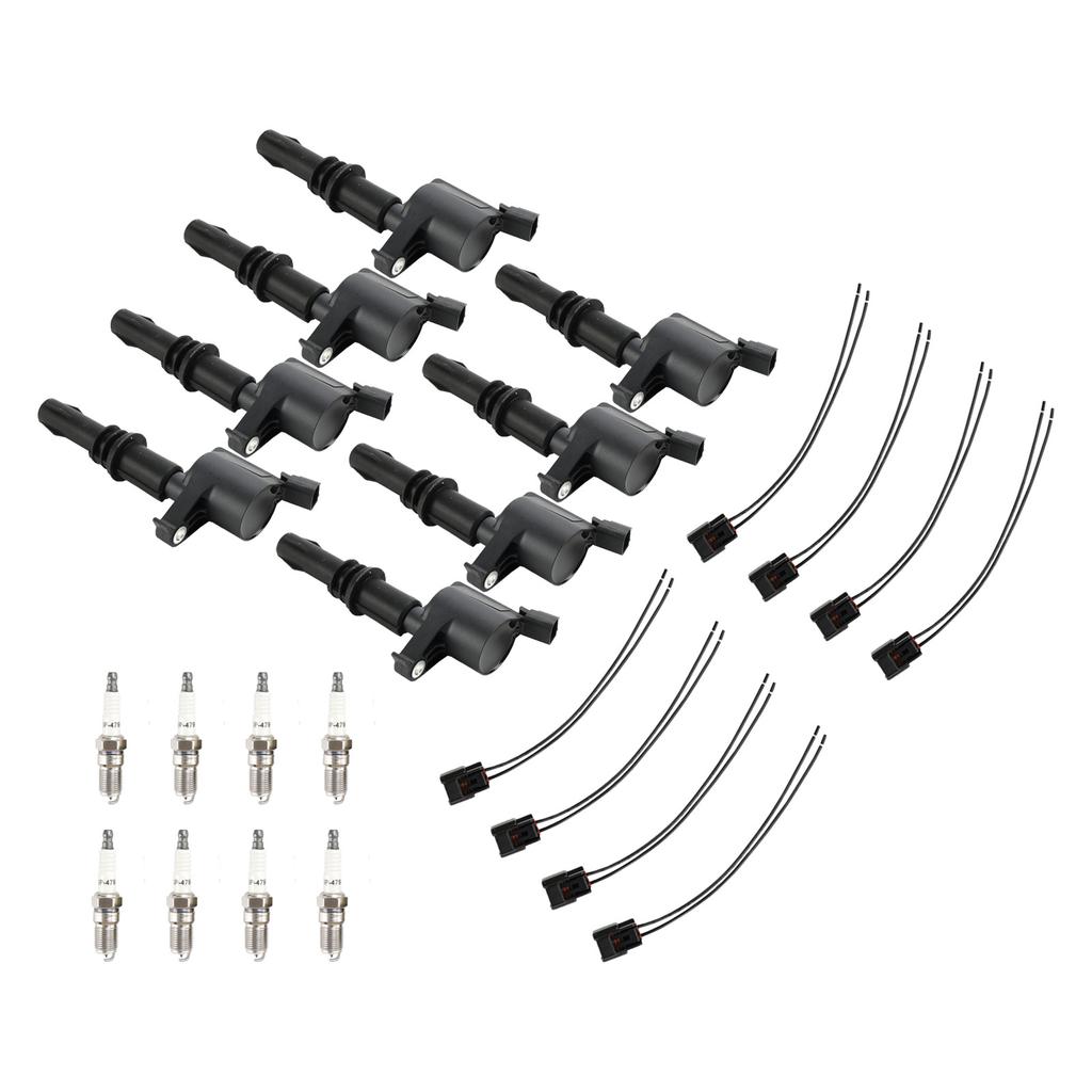 8X lgnition Coil +Spark Plug+Connector FD508  DG511 For Ford F150 5.4L 2004-2010