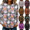 Women's Halloween Print Long Sleeve Neck Sweatshirt Top for Casual Wear