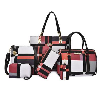 Women's New Fashion Plaid Six-piece Set Mother and Child Large-capacity Shoulder Portable Messenger Bag Bag