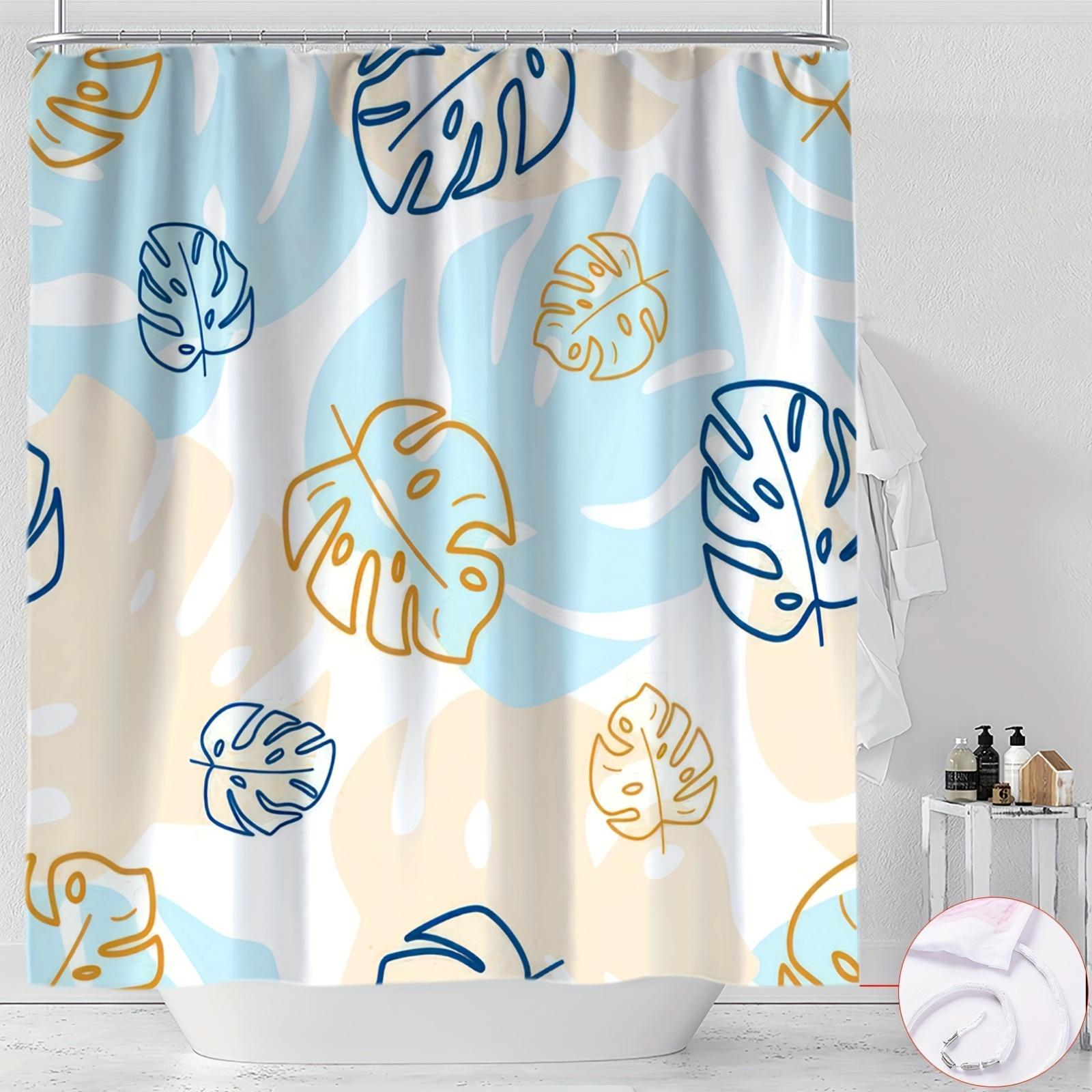 Monstera Leaf Cartoon Shower Curtain, Digital Print, Reversible Polyester,  Free Hooks, All-Season Home & Bathroom Decor W90xH180cm