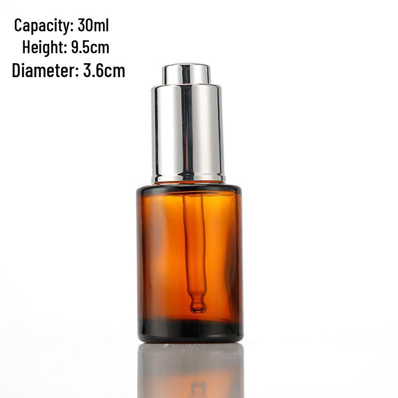 Brown Flat Shoulder Thick Glass Essential Oil Dropper Bottle for Cosmetics and Perfume