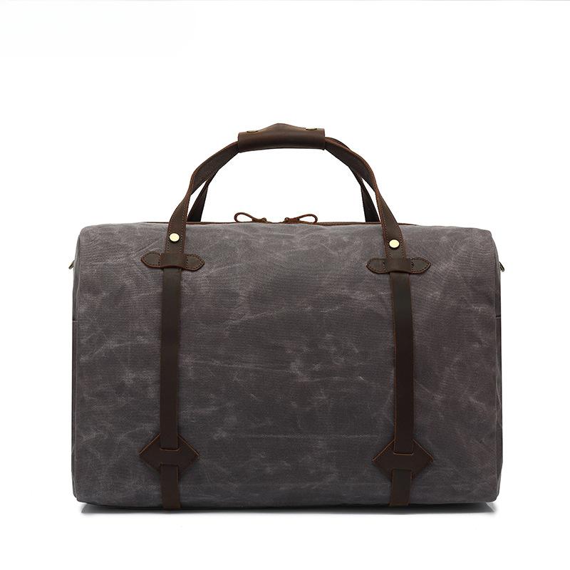Waxed Canvas Luggage Leather Carry-on Travel Bag Casual Men's Bag Single Shoulder Crossbody Travel Bag