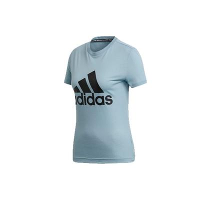 Klassischer Stil Logo Kurzarm T-Shirt Damen Tops Blau DY7734