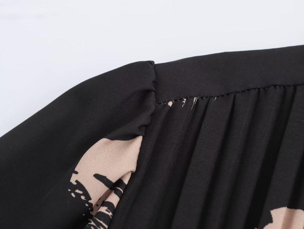 2025 Spring Women's European & American Style Print Waist Dress