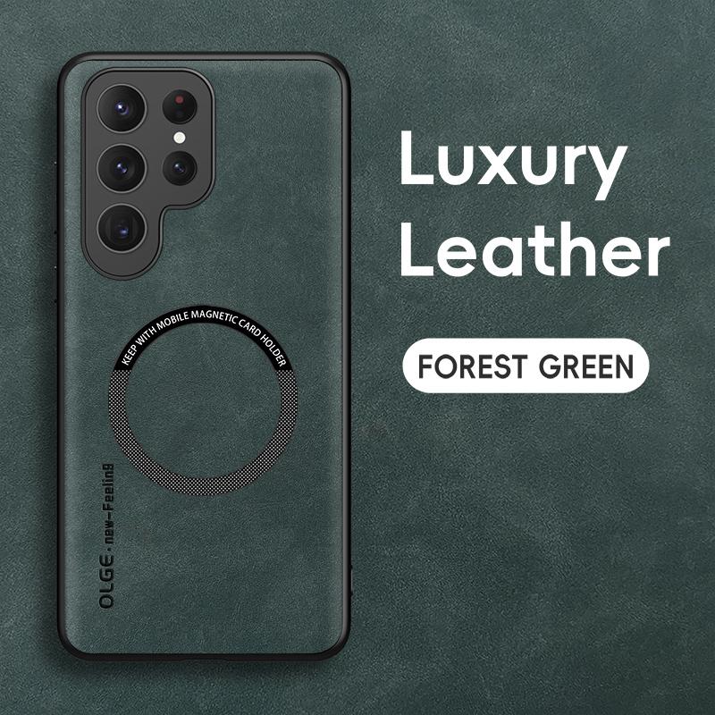 Retro Leather Soft Case for Samsung Galaxy S25 Edge S24 S23 S22 S21 S20 Ultra Plus FE Magnetic Wireless Charging Back Cover