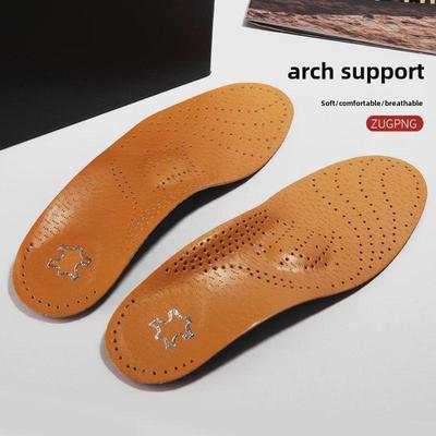 Semelles intérieures en cuir avec soutien de la voûte plantaire pour la correction des pieds plats chez les hommes et les femmes. Semelles intérieures de correction d'éversion de type XO.
