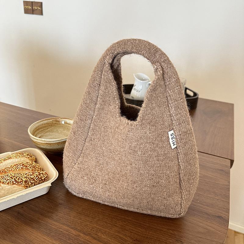 

Женские шерстяные сумки в корейском стиле: Модный, высококачественный, простой, однотонный, универсальный для осени/зимы хаки