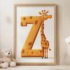 Żyrafa Z Literką Z - Plakat Dla Dzieci Żyrafa Z Literką Z - Plakat Dla Dzieci, 70X100 Cm, Rama Drewniana Jasny Dąb, Papier Matowy 230 Gsm